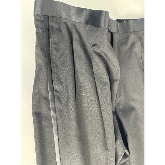 Custom Vintage Tuxedo Pant with Satin Stripe 40 Black Polyester Blend - Picture 16 of 16